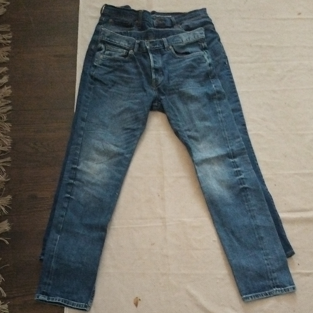 LOT Of 3 HM/ Old Navy/ Weatherproof Men's Dark Blue Straight Cut Jeans 32/32 - Picture 5 of 9